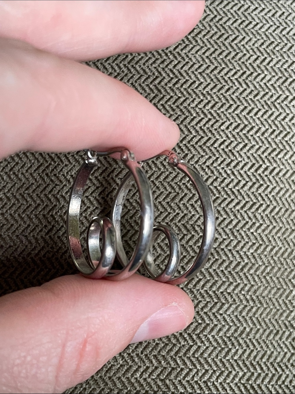 Sterling Silver Loop Hoop Earrings - Picture 5 of 8